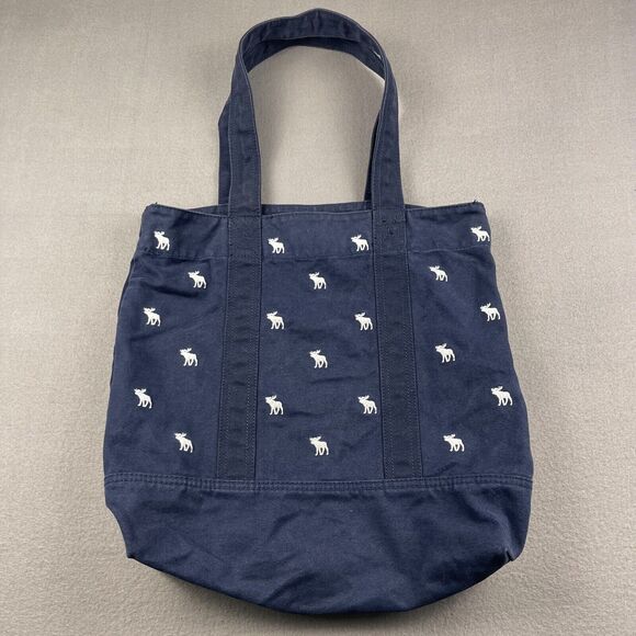 Abercrombie & Fitch Handbags - Abercrombie and Fitch Y2K Canvas Tote Bag Embroidered Moose Logo Navy Blue